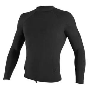 Men's Long Sleeve UPF 50 Plus Swim Shirt Breathable Solid Style UV Protective One Piece Surf Wear for Adults