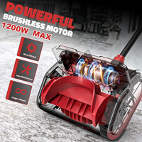 Pala da Neve Elettrica Senza Spazzole da 10 Pollici 1200W per Batteria 18V, 2400 Giri/Min con Gola Regolabile per Vialetti e Passaggi Pedonali