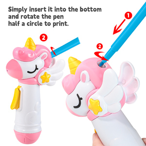 Set peralatan menggambar edukasi anak-anak, pena mainan semprotan warna melukis pembelajaran dini plastik Jagung Kartun mainan - Product Image 4