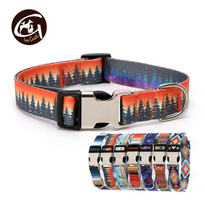 럭셔리 우아한 사용자 정의 새겨진 금속 버클 개 칼라 퀵 릴리스 소프트 심플 프린트 에스닉 스트라이프 포레스트 HD 폴리에스터 리벳 - Product Image 2
