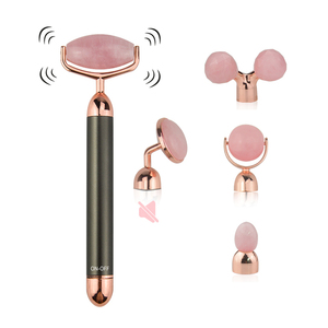 Amazon Chaud Électrique <span class=keywords><strong>Vibrant</strong></span> <span class=keywords><strong>Masseur</strong></span> Jade Rouleau 2 en 1 Rose Quartz Outils Faciaux - Product Image 1
