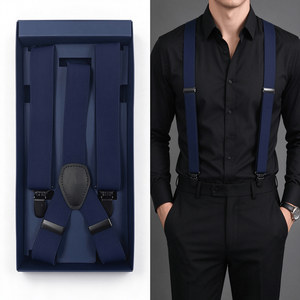 Wide <b>Men</b> Suspenders High Elastic Adjustable 4 Strong Clips Suspender Heavy Duty X Back Trousers <b>Braces</b> - Product Image 4