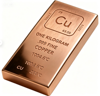 Barre de cuivre massif de qualité supérieure, 1 kg, pureté 99,9 %, pour investissement