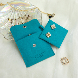 Luxury High Quality <b>Thick</b> Microfiber Jewelry Pouch with Custom Logo for <b>Ring</b> Necklace Earrings Gift Packaging - Product Image 3