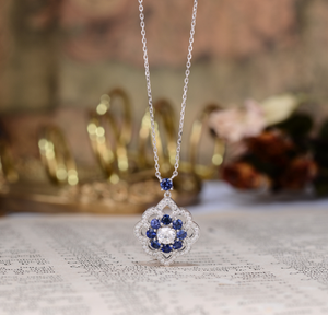 Collar con Colgante de Perlas de Zafiro Cultivadas en Laboratorio, con Cadena de Silicona e Imitación de Perla, Joyería para Fiestas - Product Image 3