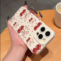 Antichoc Mignon Cerise Bowknot Imprimer Filles TPU Housse de Téléphone Portable pour iPhone 16 15 14 13 Pro Max 16 Plus