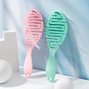 Professionelle Friseur-Werkzeuge Entwirrung klassisch nass trocken hohl Massage-Kamm Styling Haarbürste gebogene Entlüftungsbürste