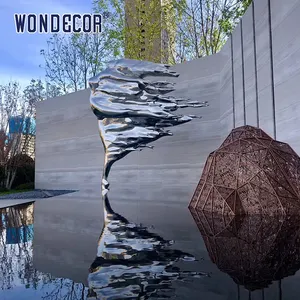 Wondecoration-escultura de acero inoxidable para mujer, escultura de alto acabado brillante abstracto grande para exteriores
