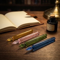 Stylo à plume en verre cristal coloré fait main pour la calligraphie, le journalisation, le dessin et l'écriture créative (vente en gros)