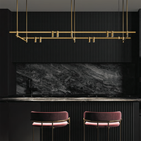 Lustre de Bar Suspendu Vintage Moderne en Laiton Doré de Luxe, Luminaire LED pour Îlot de Cuisine et Pendentifs