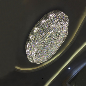 โคมไฟระย้าคริสตัลทรงรีทันสมัย สำหรับตกแต่งเพดานวิลล่าหรู โรงแรม คลับ ล็อบบี้ ร้านอาหาร ฐานเหล็กโครเมียม ผลิตจากโรงงานจงซาน - Product Image 2