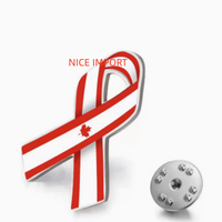 Épinglette en émail avec ruban du drapeau canadien, en acier inoxydable, accessoire patriotique adapté aux vêtements, sacs à dos et chapeaux pour femmes et hommes