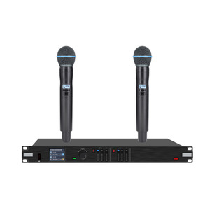 Sistema de micrófono inalámbrico profesional de doble UHF 290 con tecnología True Diversity para presentaciones en escenario. - Product Image 1
