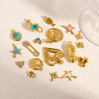 Exquises breloques en acier inoxydable en forme de cœur, d'arachide, de poisson, de spirale et d'étoile, plaquées PVD, pour la création de bijoux DIY et boucles d'oreilles