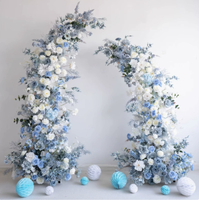 Arche de mariage de luxe faite à la main en soie bleu poussière avec fleurs, qualité supérieure, magnifique arche de mariage avec roses