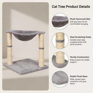 Moderno Tiragraffi per <span class=keywords><strong>Gatti</strong></span> Multilivello in Velluto Ecologico e Durevole, con Pali in Sisal e Struttura Rampicante in Peluche, Imballaggio in Cartone per la <span class=keywords><strong>Casa</strong></span> - Product Image 4