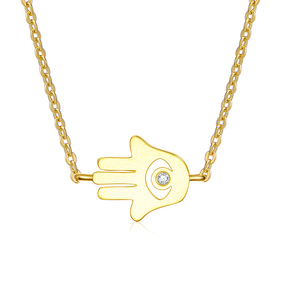 Collar de mano de <span class=keywords><strong>hamsa</strong></span> Fátima, joyería pequeña, amuleto, chapado en oro, plata de ley 925 - Product Image 1