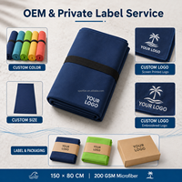 Serviette de plage en microfibre à séchage rapide avec logo personnalisé, ultralégère, résistante au sable, pour voyage et natation, avec sangle élastique