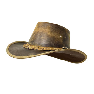 Sombreros de Cuero PU Personalizados al por Mayor para Hombre, Estilo Occidental a la Moda, Personalizables, de Secado Rápido, Transpirables, para Montar a Caballo al Aire Libre - Product Image 1