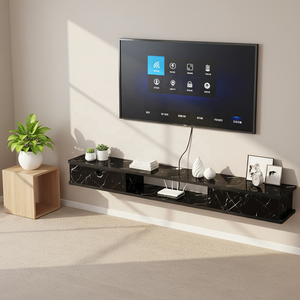 Meuble TV mural avec étagère suspendue, design contemporain et moderne, installation facile, idéal pour maisons de ferme, locations et projets de mobilier en gros - Product Image 4
