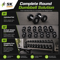 Mancuernas Recubiertas de Goma con Cabeza Redonda SK Fitness OEM, Juego de Mancuernas de 2.5 kg a 50 kg para Gimnasio, Centro de Fitness, Entrenamiento de Fuerza, Venta al por Mayor