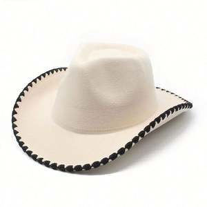 Sombrero de Vaquero de Nuevo Diseño 2024 con Borde de Hilo en Color Contrastante para Viajes, Pesca, Ocio al Aire Libre - Product Image 5