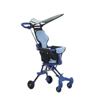 Poussette de voyage multifonction 3-en-1 pliable avec cadre en plastique et rotation à 360 degrés