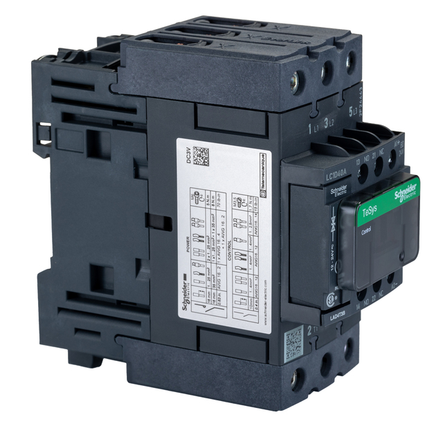 Lc1d40abd Motor Control, Resistive Load Contactor, 22 Kw, 24v Coil, 40 a Contacts, 3-pole, 3 No, Lc1d Series for Plc