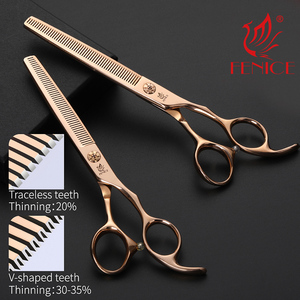 Rose gold 6.5 ''7 inch dog cat grooming thinning scissors Kit pet grooming scissors - Product Image 3