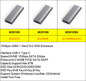 M.2 NVME SSD esterno portatile 10Gbps USB3.1 USB 3.1 a M.2 pci-e NVME SSD custodia in lega di alluminio - Product Image 2