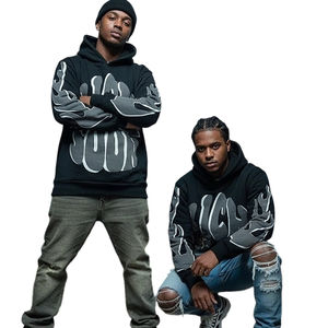 Vente chaude 2025 nouvelle vente en gros LOGO personnalisé de haute qualité hommes surdimensionné vierge Vintage sweats à capuche bouffée impression <span class=keywords><strong>sweat</strong></span>-shirt fabricants - Product Image 4