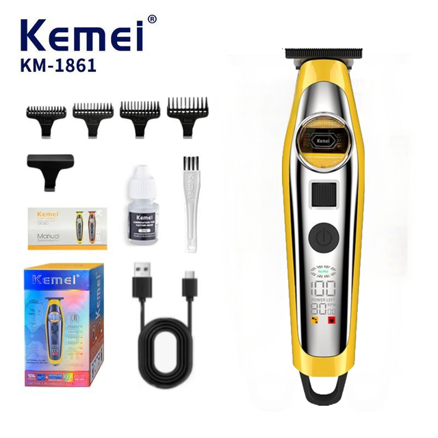 Kemei Km-1861 Pro Barber Hair Cut Machine External Motor Cordless Trimmer Electric Out Rotor Motor  Brushless Hair Clipper