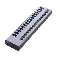 Usb 3.0 5Gbps Multifonctionnel Transmission Haute Vitesse hub usb 16 ports 12v puissance de charge avec interrupteur hub usb