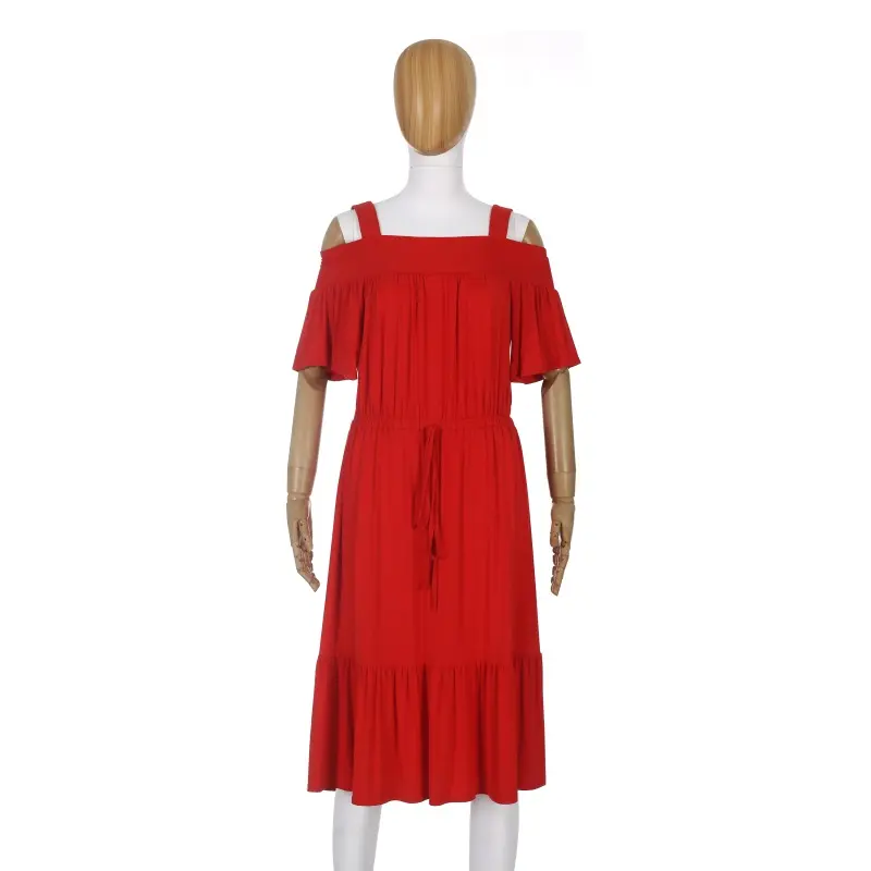 Fabrik Direkt verkauf Niedriger Preis Sommer Off Schulter Ärmelloses Kleid Party Midi Kleid Für Frauen