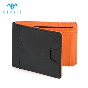 Custom New Style Cool Carbon Fiber PU Leather Slim Card Holder Wallet For men