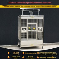 Cage à oiseaux en acier inoxydable pour grands perroquets, entièrement soudée, anti-rouille, volière avec plateforme d'activités supérieure