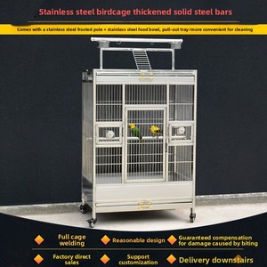 Gabbia per Uccelli Moderna in Acciaio Inossidabile per Pappagalli da Villa, Piattaforma Quadrata Antiruggine ed Ecologica per Uccelli - Product Image 4