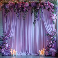 Gorden Pesta Burgundy Anti Kusut 2 Panel untuk Dekorasi Latar Belakang Pernikahan, Baby Shower, Ulang Tahun, Dapat Disesuaikan