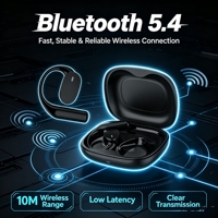 Écouteurs sans fil OWS à batterie amovible, Bluetooth 5.4, écouteurs ouverts, haut-parleur 15 mm, commande tactile, écouteurs de sport, portée de 10 m