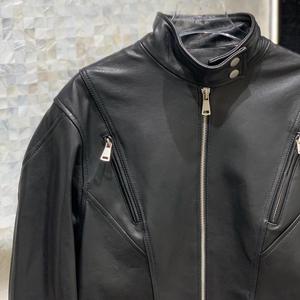 Chaqueta de Cuero de Oveja para Mujer, Estilo Motociclista, Corta, Negra, Casual, Suave, Ajustada, a la Moda - Product Image 3