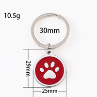 Porte-clés rond Ywyougang en émail avec empreinte de patte, breloque en acier inoxydable avec anneau de clé fendu, accessoire de clé personnalisé gravé