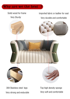 Moderno minimalista estilo americano Modular Cheslong patas doradas sofá Mesa sala de estar sofás de cuero marrón