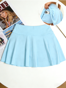 4 sets of great deals High-waisted anti-bareback sports skirt, multi-color A-line tennis skirt with pockets and casual set - Product Image 3