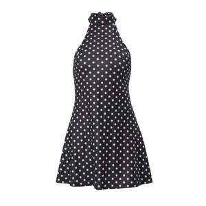 Abito Mini da Donna a Pois con Scollo all'Americana, Senza Maniche, Vestibilità Slim, Modellante in Vita, con Orlo a Balze, per Feste Estive - Product Image 5