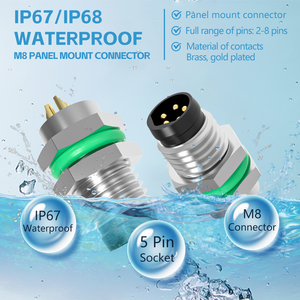 Anschluss für Schalttafel einbau M8 B Code Stecker 5-polige Löt kontakte Rück montage IP67 IP68 Wasserdichte Buchse für die Automatisierung - Product Image 3