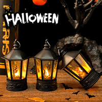 Lanterne Pagode d'Halloween LED, Bougie Électronique, Lampe Citrouille, Décoration de Fête Spookfest, Lumière d'Ambiance Intérieure en Plastique