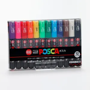 Uni Posca Paint Marker Pens Bundle Set, Mitsubishi Poster Color Marking Pen Extra Fine Point PC-1M