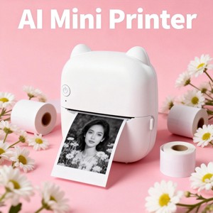 เครื่องพิมพ์ไร้สายขนาดเล็ก แบตเตอรี่ 1200mAh เครื่องพิมพ์ฉลากความร้อนแบบพกพา สำหรับพิมพ์ใบเสร็จ รูปภาพจากกล้อง สำหรับการเดินทาง - Product Image 1