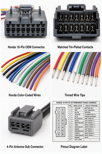 Adaptateur de faisceau de câblage radio automobile électronique 24 broches en cuivre avec isolation PVC IP67, contrôle au volant, maintien en nylon - Product Image 4