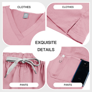 V-Neck Scrub Set Women Moisture Wicking Split Uniform Medical Lab Workwear Hospital Uniforms - Product Image 3
